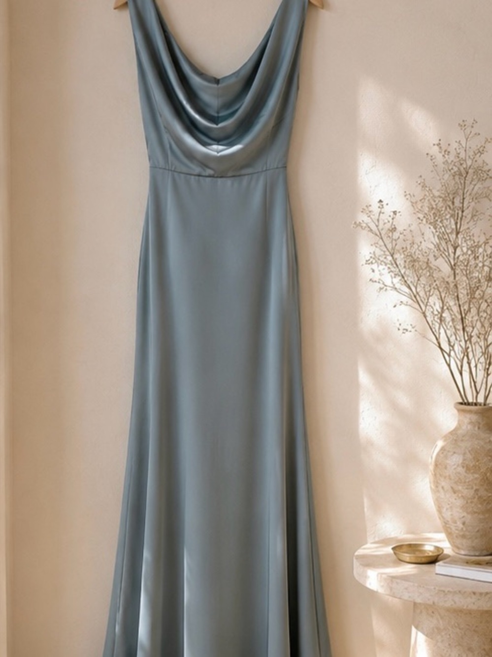 NWT Showpo Satin Maxi Dress Size 6 | Elegant Cowl Neck Slit Dress | - Picture 4 of 7